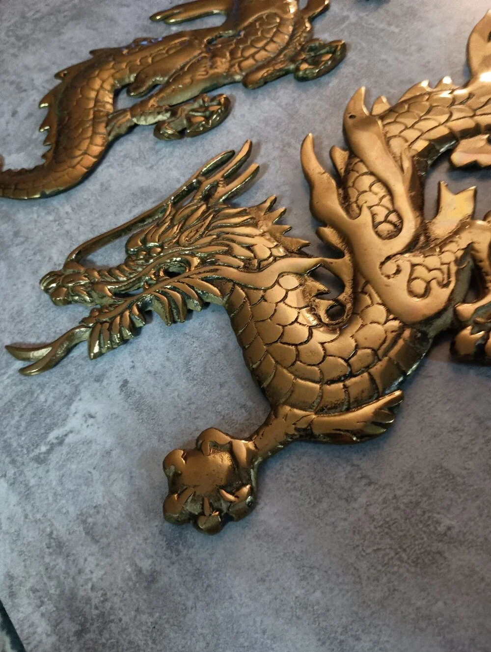 Brass Gold Dragon Wall Decor Pair - Decorative Home Accent 24